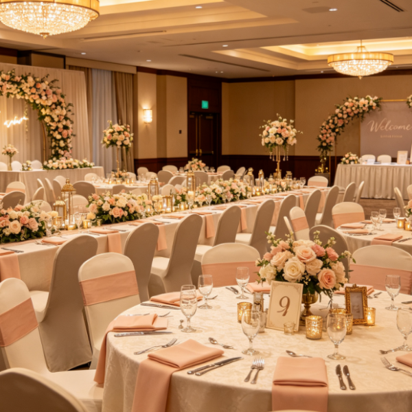 On-Site Setup For Wedding Welcome Backdrops
