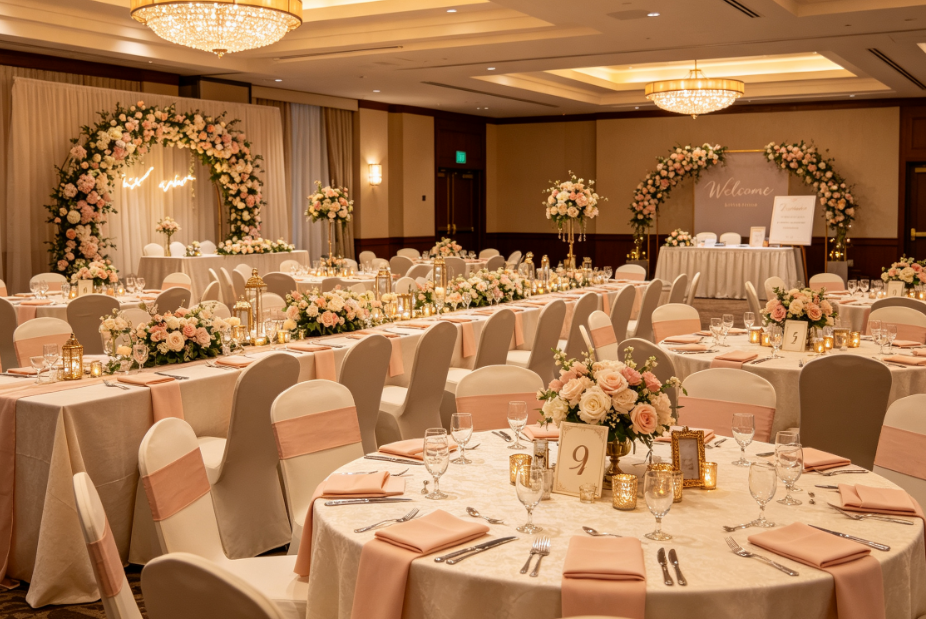 On-Site Setup For Wedding Welcome Backdrops